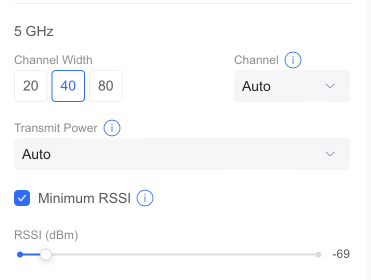 UniFi RSSI settings